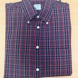 Brooks Brothers Men's Plaid Shirt - Red and Blue
